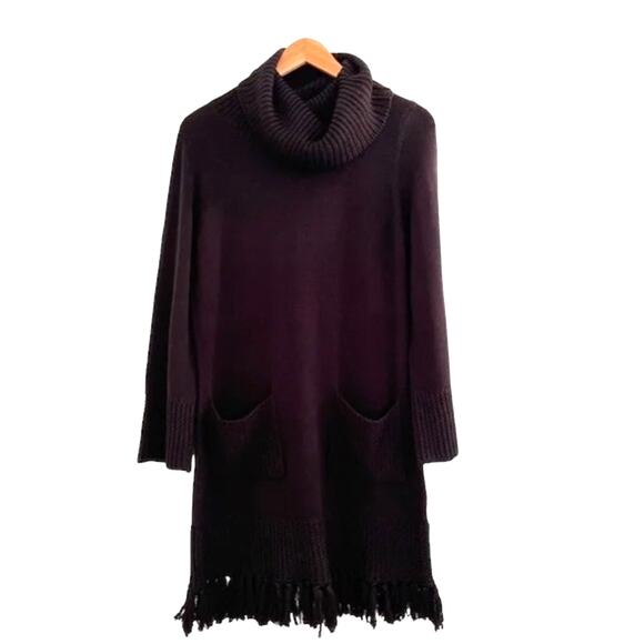 SOFT SURROUNDINGS Black Versatile Classy Cowl Neck Tunic Sweater Tunic XS Fringe - Picture 2 of 10